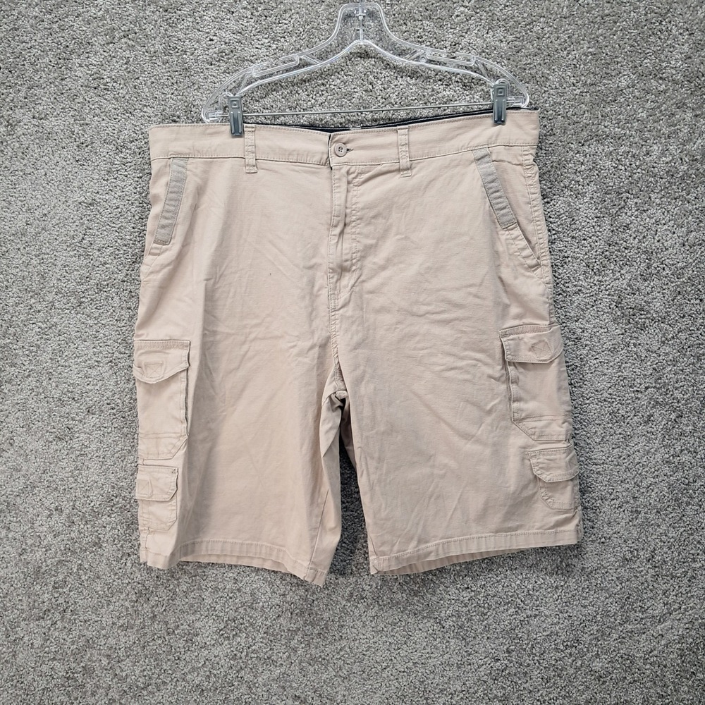 Beverly Hills Polo Club Mens Tan Khaki Stretch Cargo Shorts Size 38 Utility
